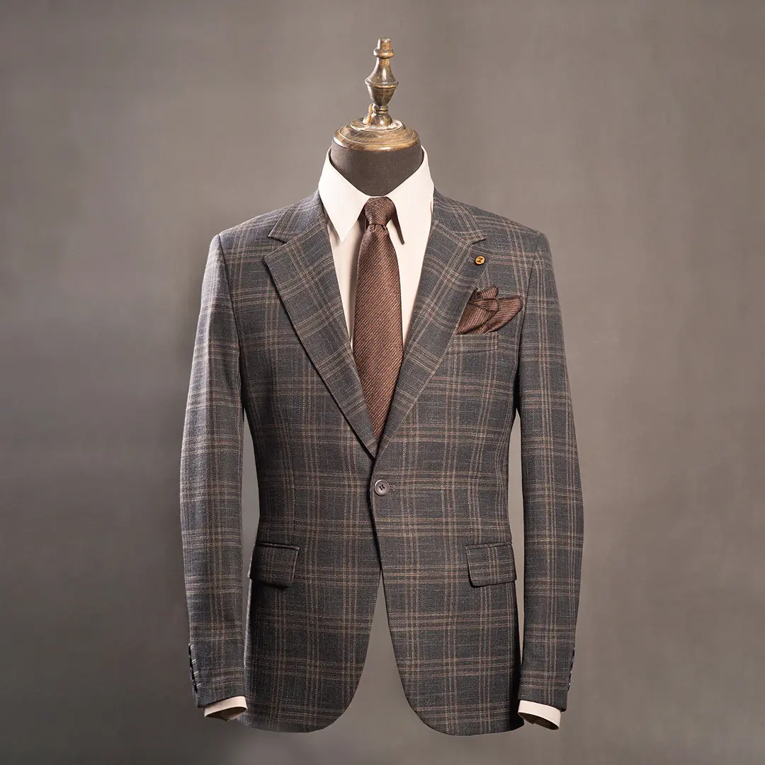 کت تک چهارخانه یقه انگلیسی